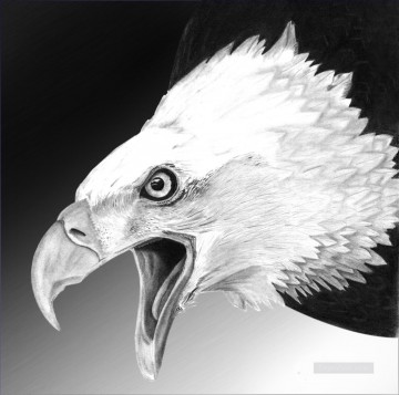 monochrome black white Painting - white eagle black and white